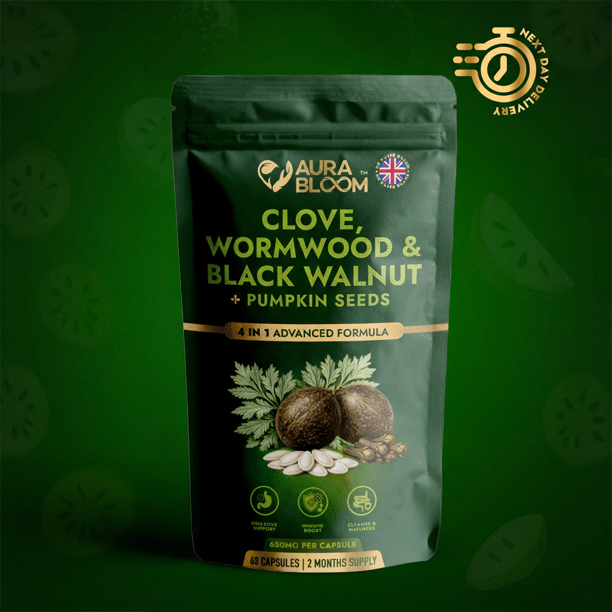 AURABLOOM Parasite Cleanse - Clove, Wormwood & Black Walnut